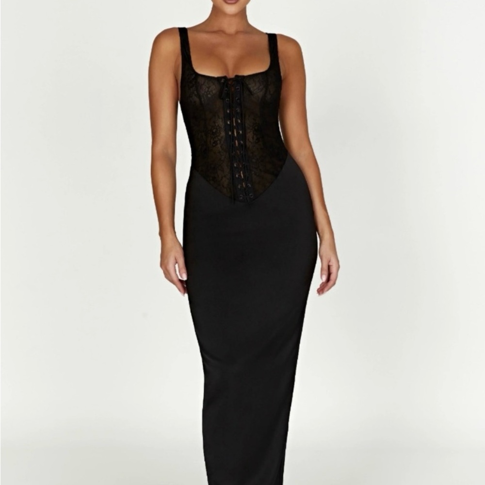 NWT MESHKI Octavia Dress Black Lace Corset